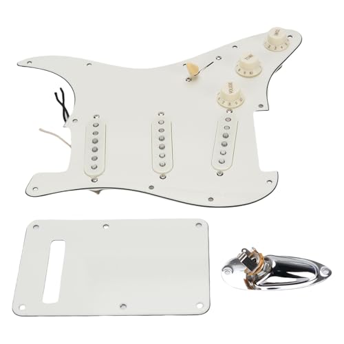 LP E -Gitarren -Pickguard, Retro White Color 3 Layer PVC Alnico 3 Doppelspulen -Pickup, mit Kabelbaum, Schalter, Sockel für ST (Chrome Ship Plug) von Dilwe