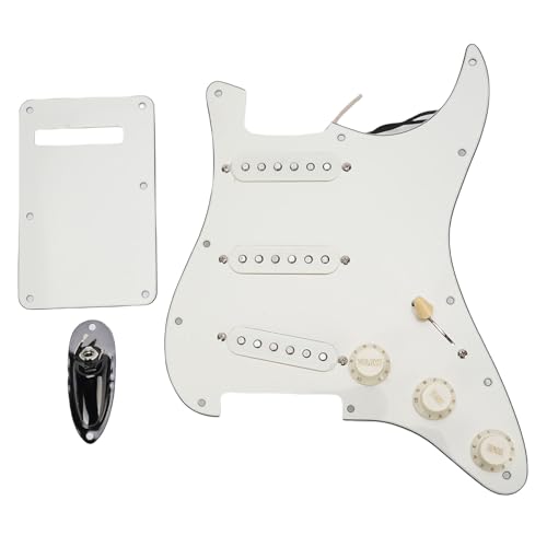 LP E -Gitarren -Pickguard, Retro White Color 3 Layer PVC Alnico 3 Doppelspulen -Pickup, mit Kabelbaum, Schalter, Sockel für ST (Schwarzer Schiffsstecker) von Dilwe