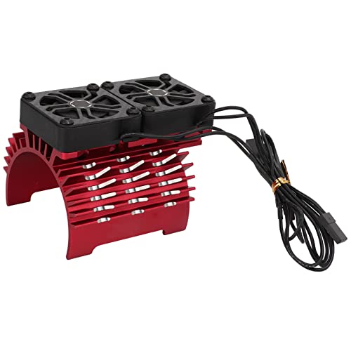 RC Dual Fan Motor Kühlkörper, Wärmeableitung Brushless Motor Cooling Dual Fan für 1/5 8,4V 16000RPM RC Car(rot) von Dilwe