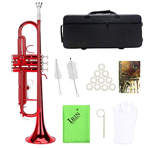 Standard Trompeten Set, Messing Trompete mit Assistant Tools Set, Musik Blasinstrument für Anfänger und Profis (Rot) von Dilwe