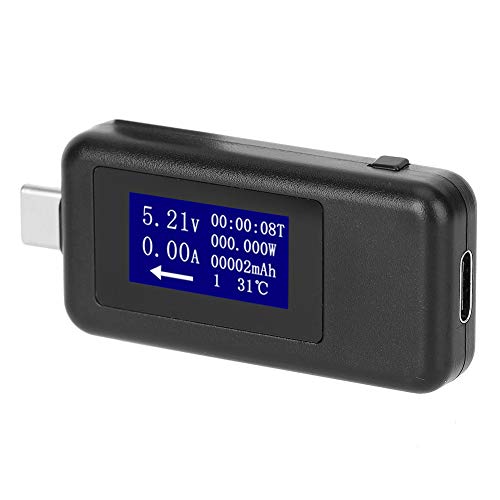 USB C Power Meter Monitor, 4-30 V 0-155 W 5 A Power Tester, Multifunktionales bidirektionales Stromspannungs-Gleichstrom-Digitalvoltmeter(schwarz) von Dilwe