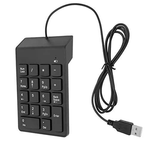 Ziffernblock, 18 Tasten USB Tragbarer Ziffernblock Plug and Play Ergonomisches Design Rutschfestes Pad in Tragbarer Größe Breite Kompatibilität für Laptop, Notebook, Desktop, PC von Dilwe