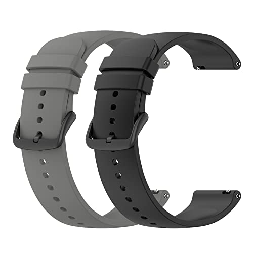 Diman Armband für Amazfit GTS 3/GTS 2/GTS 2e/Amazfit Bip U/Bip U Pro/Bip Lite, [2 Stück] 20mm Weiche Silikon Ersatz Uhrenarmband Schnelle Demontage Armband, Grau + Schwarz von Diman