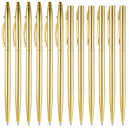 12 Stück Gold Kugelschreiber Metall Schwarze Tinte Kugelschreibers Einziehbare 1mm Tinte Stifte Schlank Kugelschreiber Handwriting Arbeit Stift für Business Hochzeit Büro Männer Frauen Schreiben 12 Stück Gold Kugelschreiber Metall Schwarze Tinte Kugelschreibers Einziehbare 1mm Tinte Stifte Schlank Kugelschreiber Handwriting Arbeit Stift für Business Hochzeit Büro Männer Frauen Schreiben von Dimeho