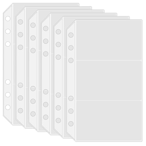 Dimeho 12er-Pack A6-Ordnerhüllen 6-Ring-Budget-Geldumschläge durchsichtige doppelseitige Reißverschluss Ordner Kunststoff für lose Blätter wasserdichte Fotokartenhülle Nachfüllseiten von Dimeho