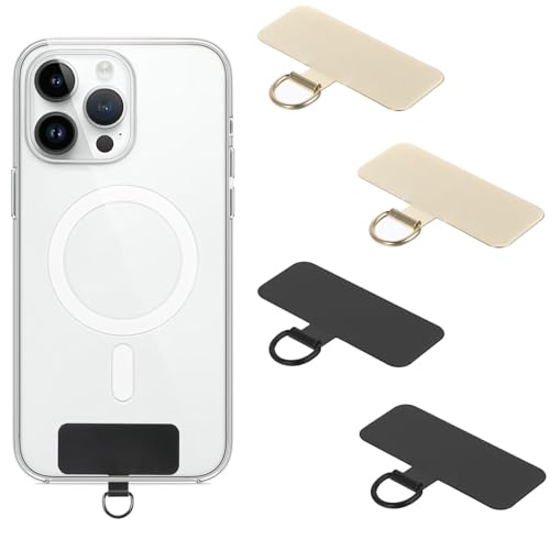 Dimeho Phone Tether Tab, 4 Pcs Universal Phone Lanyard Patch Metal Cell Phone Strap Without Adhesive Golden Black Replacement Part Phone Strap for Phone Cases von Dimeho