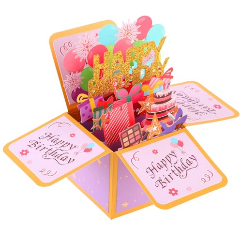 Dimeho Pop-Up-Karte „Happy Birthday“ 3D-Grußkarte zum süßen Geburtstag für Sie und Ihn Pop-Up-Geburtstagskarte für Frauen und Männer mit Umschlägen und Notizanhänger lustiges Geburtstagsgeschenk von Dimeho