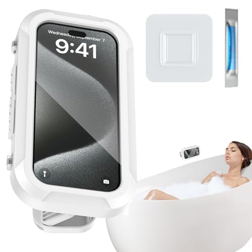 Dinchaakuarry Telefonhalter Dusche, Duschfasshalter wasserdicht - Wasserbeständiger Telefonhalter | 360 Grad einstellbar adhäsive Anti -Schlupf -Touchscreen -Anti -Nebel -Ständer für Badebad Pool Home von Dinchaakuarry