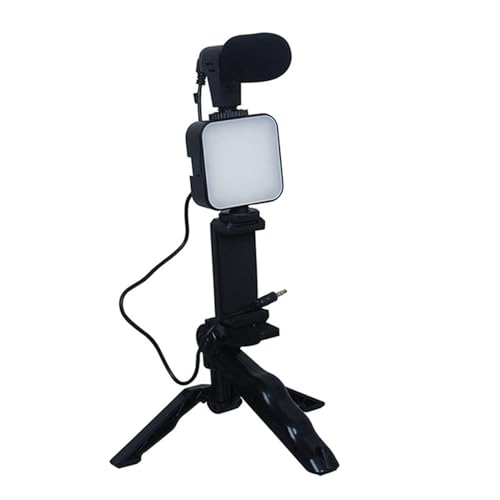 Dinchaakuarry Vlogging -Kit - Smartphone -Video -Kit mit Mikrofon, Stativ -Telefonhalter, LED Light | Vlogger Kit für, Live -Streaming, Inhaltserstellung, Videoaufzeichnung, Interviews von Dinchaakuarry