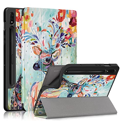 DINGGUAGUA Für Samsung Galaxy Tab S7/S8 11 Zoll Hülle für Samsung Tab S8 Tablet-Hülle, Hirsch von DingGuagua