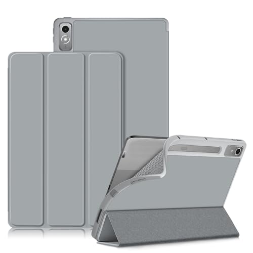DINGGUAGUA Hülle für Lenovo Tab P12 12.7 Zoll 2023 TB371FC Tablet, Weiche TPU-Schutzhülle mit Ständer und Auto Schlaf/Wach Funktion,Grau von DingGuagua