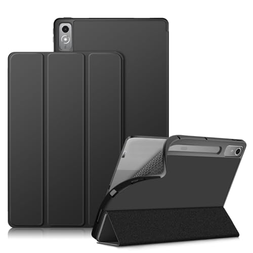 DINGGUAGUA Hülle für Lenovo Tab P12 12.7 Zoll 2023 TB371FC Tablet, Weiche TPU-Schutzhülle mit Ständer und Auto Schlaf/Wach Funktion,Schwarz von DingGuagua
