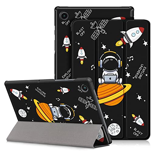 DINGGUAGUA Hülle für Samsung Galaxy Tab A8 SM-X200/X205 10.5 Zoll Tablette Ultra Dünn Schutzhülle mit Auto Schlaf/Wach und Ständer Funktion,Saturn Astronaut von DingGuagua