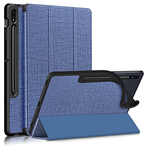 DINGGUAGUA Hülle für Samsung Galaxy Tab S7 FE 12.4 5G 2021/Tab S7 Plus 12.4/Tab S8 Plus 5G 12.4" 2022,Weiches TPU Hülle Stand mit Pencil Halter und Schlaf/Wach,Dunkelblau von DingGuagua