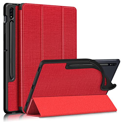 DINGGUAGUA Hülle für Samsung Galaxy Tab S7 FE 12.4 5G 2021/Tab S7 Plus 12.4/Tab S8 Plus 5G 12.4" 2022,Weiches TPU Hülle Stand mit Pencil Halter und Schlaf/Wach,Rot DINGGUAGUA Hülle für Samsung Galaxy Tab S7 FE 12.4 5G 2021/Tab S7 Plus 12.4/Tab S8 Plus 5G 12.4" 2022,Weiches TPU Hülle Stand mit Pencil Halter und Schlaf/Wach,Rot von DingGuagua