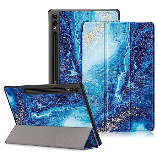DINGGUAGUA Hülle für Samsung Galaxy Tab S9 FE+ Plus,Galaxy Tab S9 + Plus 12.4 Zoll 2023 SM-X610/X616 X810/X816B/X818U Tablet,Ultra Dünn Schutzhülle mit Ständer Funktion, Die Wellen von DingGuagua