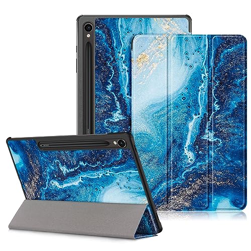 DINGGUAGUA Hülle für Tablet Samsung Galaxy Tab S9 11 Zoll,Galaxy Tab S9 FE 10,9 Zoll 2023 SM-710 X716 X718 X510 X516 Ultra Dünn Schutzhülle mit Ständer Funktion,Die Wellen von DingGuagua