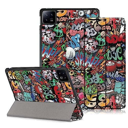 DINGGUAGUA Hülle für Xiaomi Mi Pad 6/Mi Pad 6 Pro 11 Zoll 2023 Tablet,Dünn Hülle Leder mit Auto Schlaf/Wach Ständer Schutzhülle,Graffiti von DingGuagua