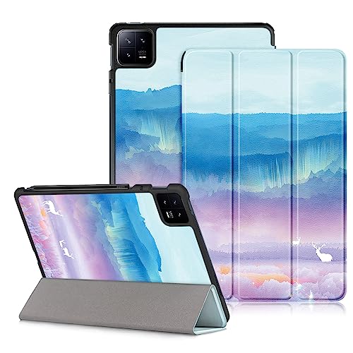 DINGGUAGUA Hülle für Xiaomi Mi Pad 6/Mi Pad 6 Pro 11 Zoll 2023 Tablet,Dünn Hülle Leder mit Auto Schlaf/Wach Ständer Schutzhülle,MHirsche von DingGuagua