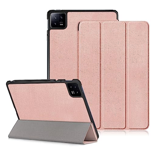 DINGGUAGUA Hülle für Xiaomi Mi Pad 6/Mi Pad 6 Pro 11 Zoll 2023 Tablet,Dünn Hülle Leder mit Auto Schlaf/Wach Ständer Schutzhülle,Roségold von DingGuagua