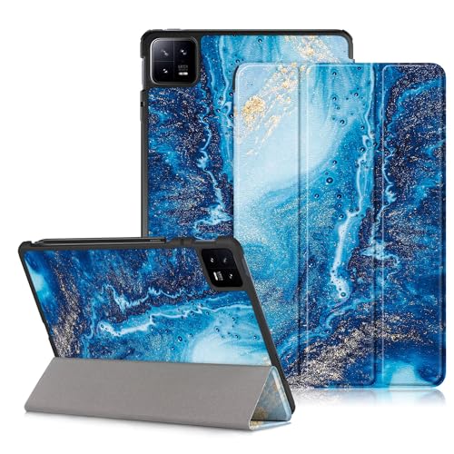DINGGUAGUA Hülle für Xiaomi Mi Pad 6/Mi Pad 6 Pro 11 Zoll 2023 Tablet,Dünn Hülle Leder mit Auto Schlaf/Wach Ständer Schutzhülle,Wellen von DingGuagua