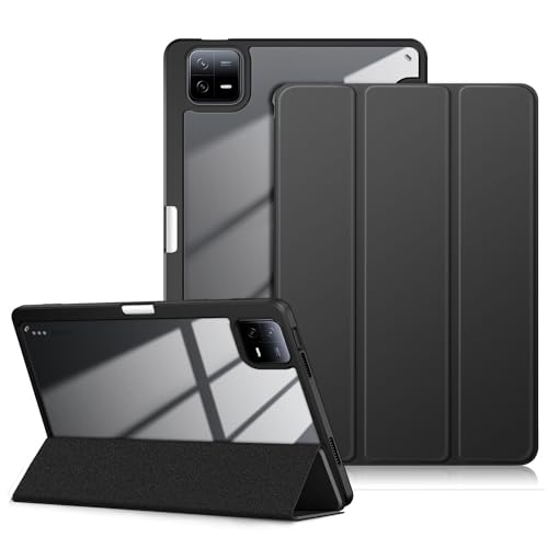 DINGGUAGUA Hülle für Xiaomi Mi Pad 6/Mi Pad 6 Pro 11 Zoll 2023 Tablet,Stifthalter - Stoßfeste Schutzhülle mit transparenter Hartschale auf der Rückseite,Schwarz von DingGuagua