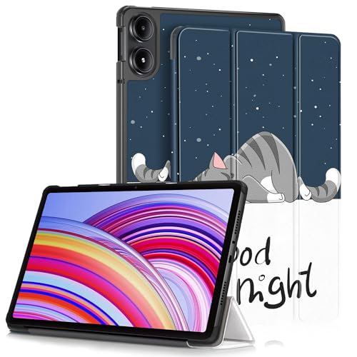 DINGGUAGUA Hülle für Xiaomi Redmi Pad Pro 12.1 Tablet,Ultra Dünn Schutzhülle mit Auto Schlaf/Wach und Ständer Funktion,Faule Katze von DingGuagua