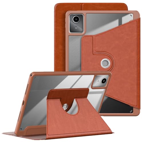 DINGGUAGUA Rotierende Hülle für Lenovo Tab M11 11 Zoll 2024 Tablet TB330FU,Transparente Schutzhülle 360° Drehbar Stände Multi-Winkel mit Stifthalter,Braun von DingGuagua