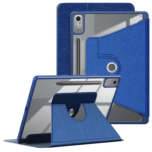 DINGGUAGUA Rotierende Hülle für Lenovo Tab P12 12.7 Zoll 2023 TB371FC Tablet,Transparente Schutzhülle 360° Drehbar Stände Multi-Winkel mit Stifthalter,Dunkelblau von DingGuagua