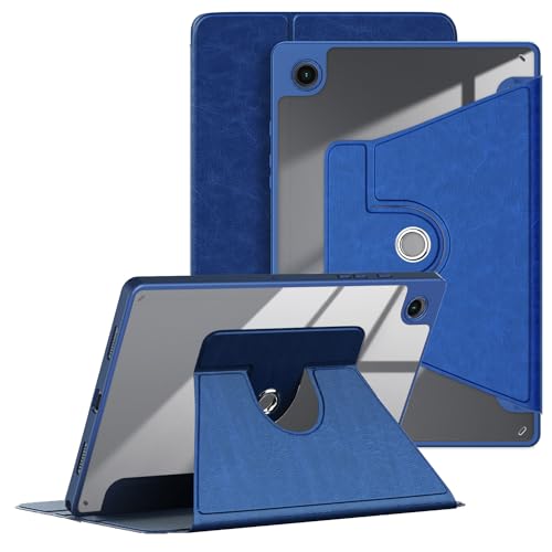 DINGGUAGUA Rotierende Hülle für Samsung Galaxy Tab A8 10.5 Zoll SM-X200/X205 Tablette,Transparente Schutzhülle 360° Drehbar Stände Multi-Winkel mit Auto Schlaf/Wach,Dunkelblau von DingGuagua