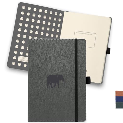 Dingbats - Wildtiere Blanko Extra Großes Notizbuch, Grauer Elefant, A4 - Hardcover Notizbuch - Perforiert, Cremefarben 100gsm Tintenfestes Papier von Dingbats* Notebooks