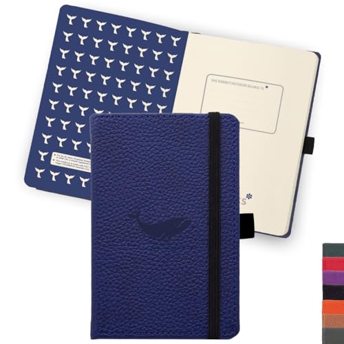 Dingbats - Wildtiere Blanko Taschen-Notizbuch, Blauwal, A6 - Hardcover Notizbuch - Pu Leder - Perforiert, Cremefarben 100gsm Tintenfestes Papier von Dingbats* Notebooks