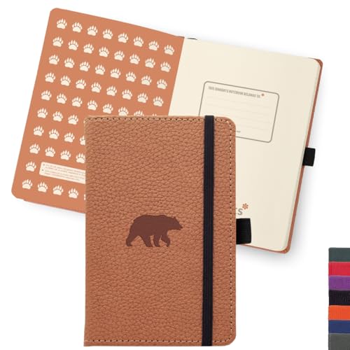 Dingbats - Wildtiere Blanko Taschen-Notizbuch, Brauner Bär, A6 - Hardcover Notizbuch - Pu Leder - Perforiert, Cremefarben 100gsm Tintenfestes Papier von Dingbats* Notebooks