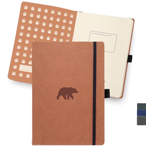 Dingbats - Wildtiere Punktiertes Extra Großes Notizbuch, Brauner Bär, A4 - Hardcover Notizbuch - Pu Leder - Cremefarben 100gsm Tintenfestes Papier von Dingbats* Notebooks