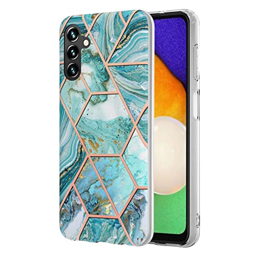 Dinglijia Schutzhülle für Samsung Galaxy A13 5G, weiches TPU + IMD Mosaik Marmor Muster Slim Design Verbesserte Kamera und Bildschirmschutz Mädchen und Frauen Cover für Galaxy A13 5G YBPJ Blau von Dinglijia