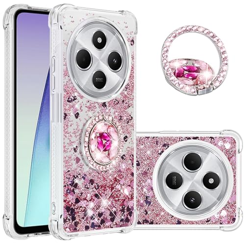 Dinglijia Slim Fit Schutzhülle für Xiaomi Redmi 14C 4G, Schutzhülle für Xiaomi Poco C75, Glitzer-Flüssigkeit, Treibsand-Effekt, Silikon, Fallschutz für Xiaomi Poco C75/Redmi 14C 4G, WZ Roségold von Dinglijia
