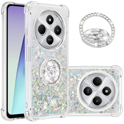 Dinglijia Slim Fit Schutzhülle für Xiaomi Redmi 14C 4G, Schutzhülle für Xiaomi Poco C75, Glitzer-Flüssigkeit, Treibsand-Effekt, Silikon, Fallschutz für Xiaomi Poco C75/Redmi 14C 4G, WZ Silber von Dinglijia