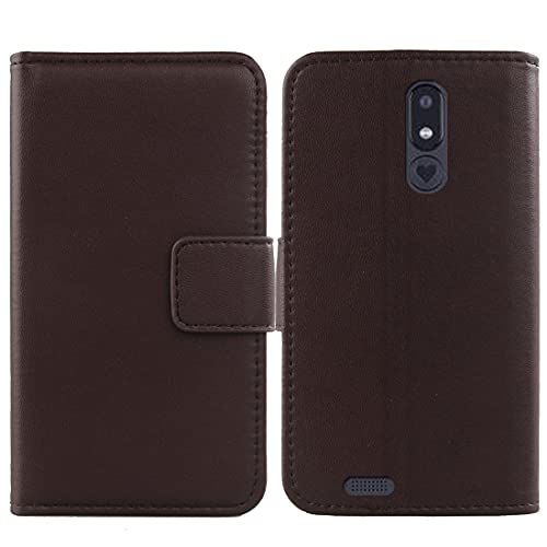 Dingshengk Flip Braun Echt Leder Tasche Hülle Für Emporia SMART.3 Mini 5" Lederhülle Handyhülle Schutz Klapp Handytasche Handy Etui Brieftasche Cover Case Abdeckung von Dingshengk