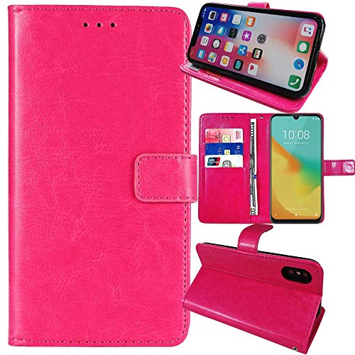 Dingshengk Flip Retro Leder Tasche Hülle Für Umidigi One/One Pro 5.9" Lederhülle Handyhülle Schutzhülle Klapphülle Handytasche Handy Etui Brieftasche Cover Case Abdeckung (Rose) von Dingshengk