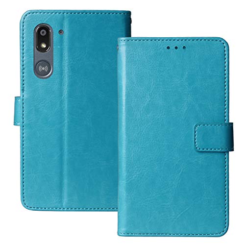 Dingshengk Flip Retro Leder Tasche Hülle TPU Silikon Für Doro 8050 5.7" Lederhülle Handyhülle Schutzhülle Klapphülle Handytasche Handy Etui Brieftasche Cover Case Abdeckung (Blau) von Dingshengk
