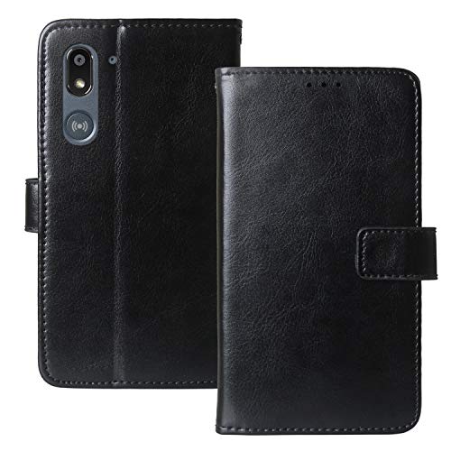 Dingshengk Flip Retro Leder Tasche Hülle TPU Silikon Für Doro 8050 5.7" Lederhülle Handyhülle Schutzhülle Klapphülle Handytasche Handy Etui Brieftasche Cover Case Abdeckung (Schwarz) von Dingshengk