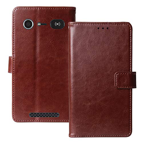 Dingshengk Flip Retro Leder Tasche Hülle TPU Silikon Für Doro Liberto 8040 8042 5" Lederhülle Handyhülle Schutzhülle Klapphülle Handytasche Handy Etui Brieftasche Cover Case Abdeckung (Braun) von Dingshengk