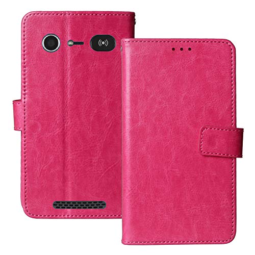 Dingshengk Flip Retro Leder Tasche Hülle TPU Silikon Für Doro Liberto 8040 8042 5" Lederhülle Handyhülle Schutzhülle Klapphülle Handytasche Handy Etui Brieftasche Cover Case Abdeckung (Rose) von Dingshengk