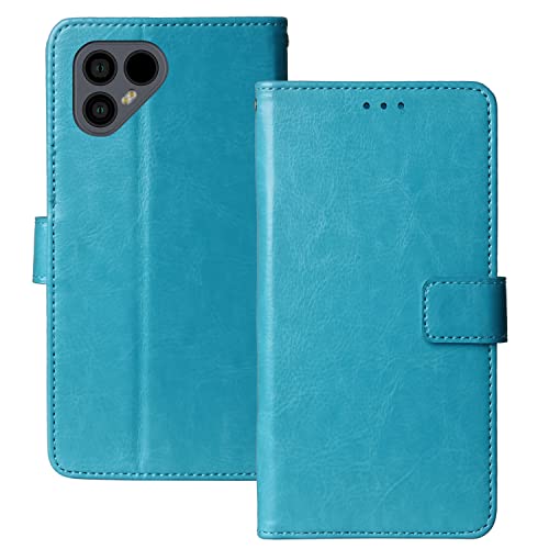 Dingshengk Flip Retro Leder Tasche Hülle TPU Silikon Für Fairphone 4 6.3" Lederhülle Handyhülle Schutzhülle Klapphülle Handytasche Handy Etui Brieftasche Cover Case Abdeckung (Blau) von Dingshengk