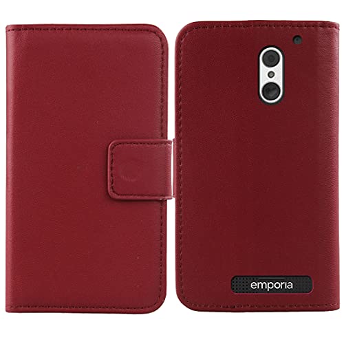 Dingshengk Flip Rot Echt Leder Tasche Hülle Für Emporia SMART.4/SMART.S4 5" Lederhülle Handyhülle Schutz Klapp Handytasche Handy Etui Brieftasche Cover Case Abdeckung von Dingshengk