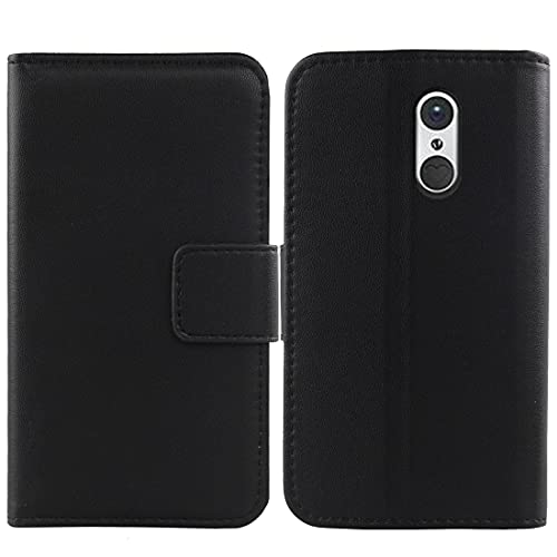 Dingshengk Flip Schwarz Echt Leder Tasche Hülle Für Emporia SMART.3 / S3 5.5" Lederhülle Handyhülle Schutz Klapp Handytasche Handy Etui Brieftasche Cover Case Abdeckung von Dingshengk