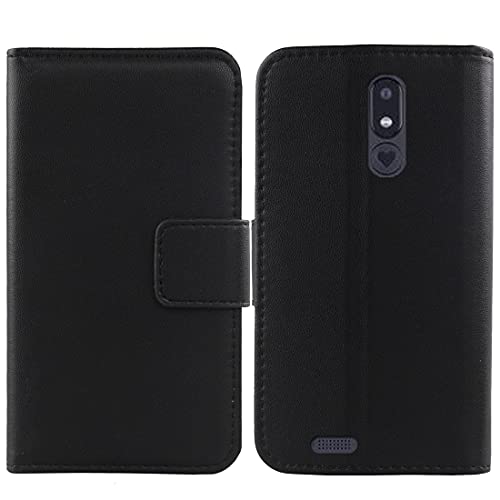 Dingshengk Flip Schwarz Echt Leder Tasche Hülle Für Emporia SMART.3 Mini 5" Lederhülle Handyhülle Schutz Klapp Handytasche Handy Etui Brieftasche Cover Case Abdeckung von Dingshengk