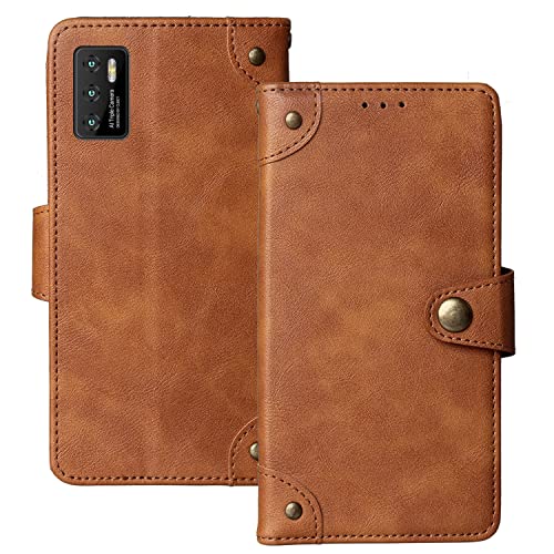 Dingshengk Retro Flip Braun Echt Leder Tasche Hülle Für Cubot P50 6.21" Lederhülle Handyhülle Schutz Handytasche Handy Etui Brieftasche Cover Case Abdeckung von Dingshengk