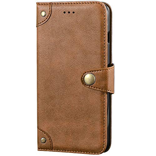 Dingshengk Retro Flip Braun Echt Leder Tasche Hülle Für Vernee X2 6" Lederhülle Handyhülle Schutz Handytasche Handy Etui Brieftasche Cover Case Abdeckung von Dingshengk