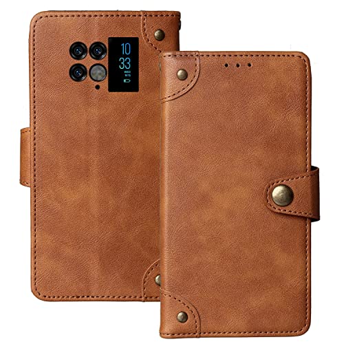 Dingshengk Retro Flip Braun Echt Leder Tasche Hülle TPU Silikon Für Doogee V20 5G 6.43" Lederhülle Handyhülle Schutz Handytasche Handy Etui Brieftasche Cover Case Abdeckung von Dingshengk